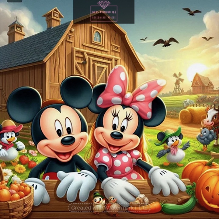 Farm Mickey Minnie 40*40cm full round drill diamond painting with AB drills