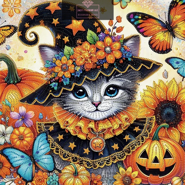 Halloween Cat 40*40cm special shaped drill diamond painting