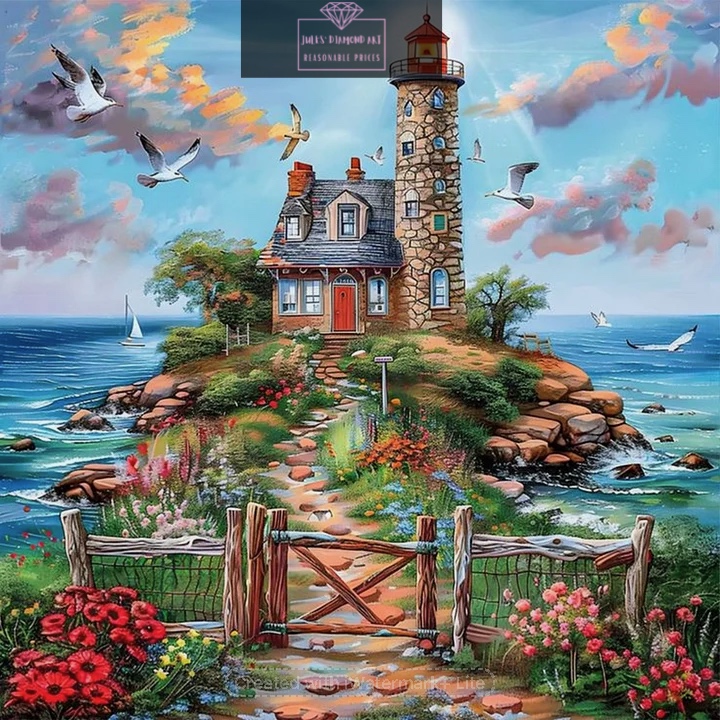 Beach House 40*40cm full round drill diamond painting