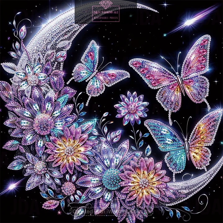 Crescent Moon Butterfly 40*40cm special shaped drill diamond painting