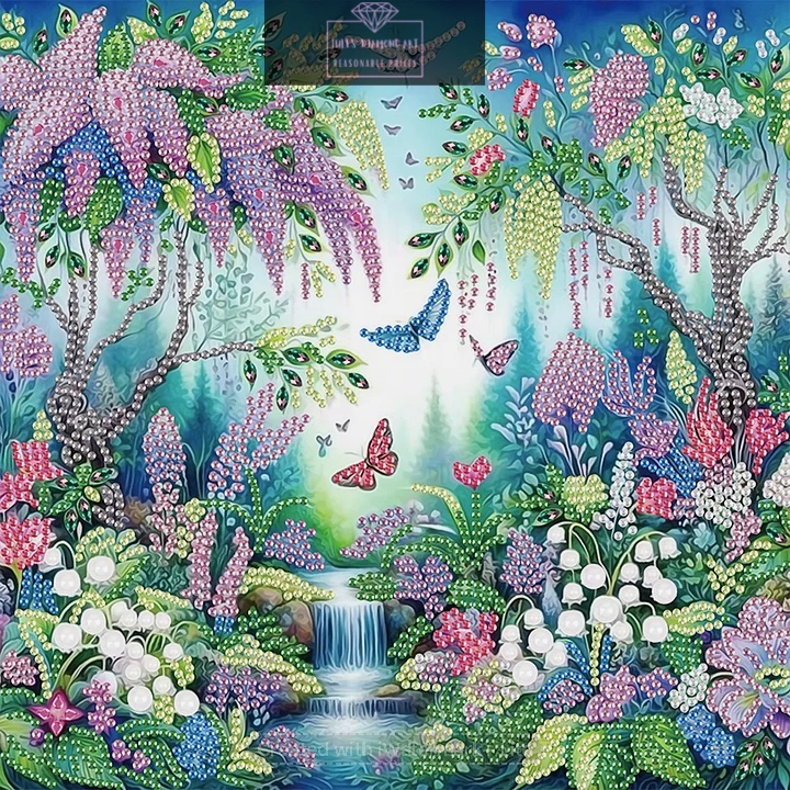 Butterfly Flower Woods Landscape 30*30cm special shaped drill diamond painting