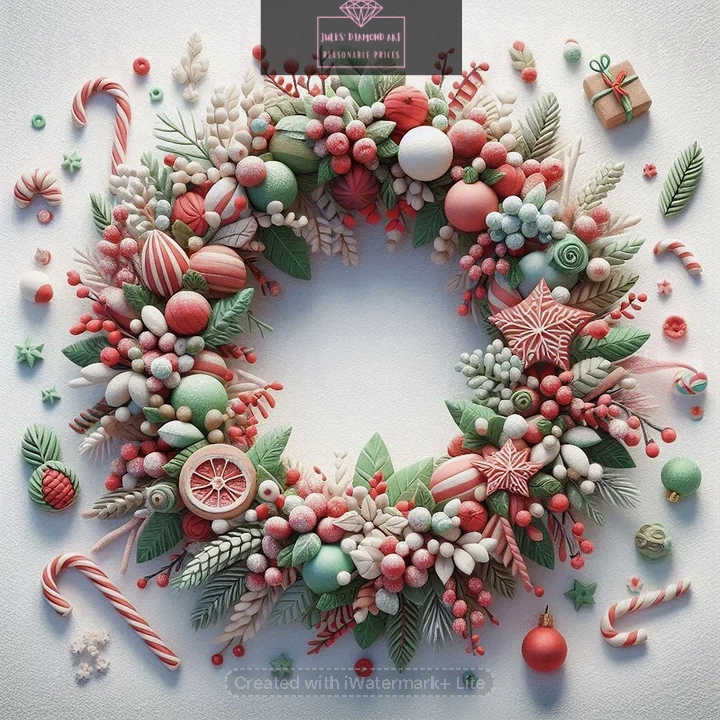 Christmas Wreath 40*40cm full round drill diamond painting