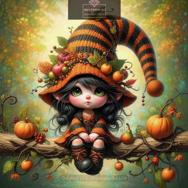 Pumpkin Witch 40*40cm  full round drill diamond painting