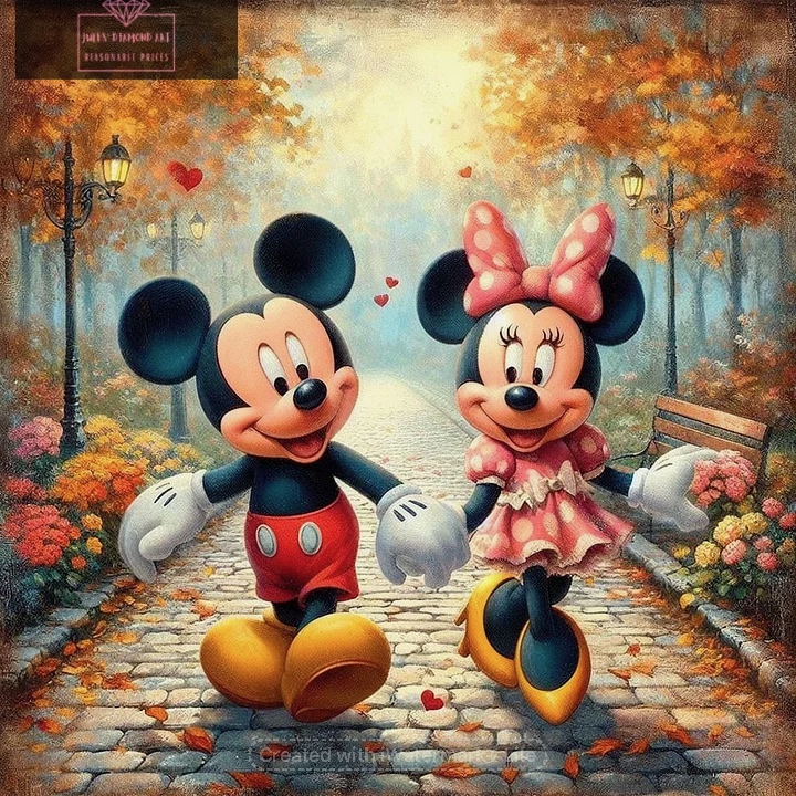 Mickey Minnie Under the Fallen Leaves 40*40cm full round drill diamond painting