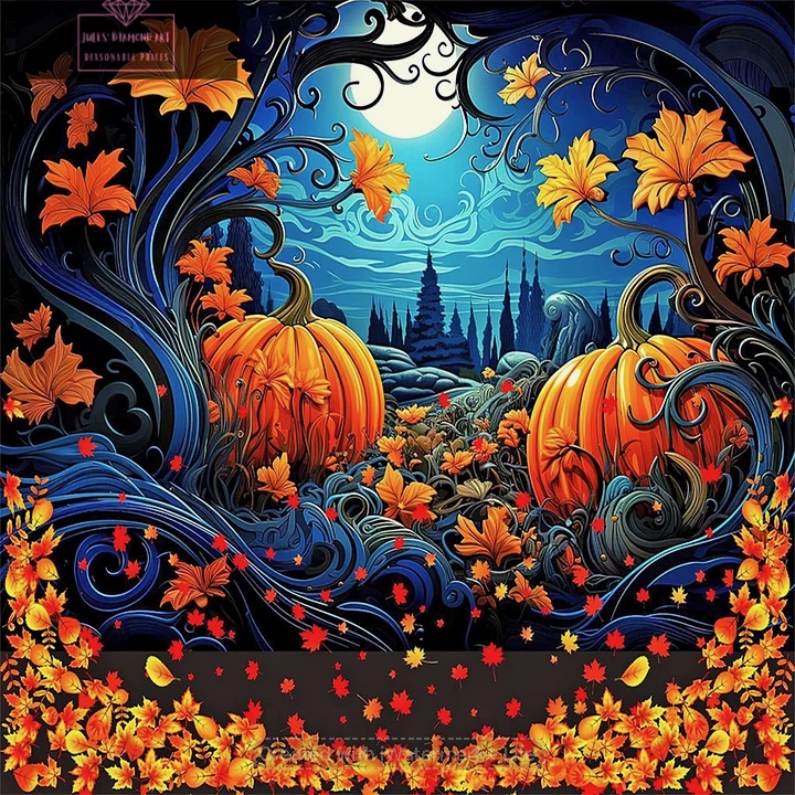 Halloween Pumpkin Patch 30*30cm full round drill diamond painting