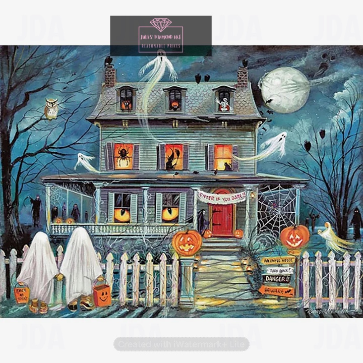 Halloween Horror House 40*30cm full round drill diamond painting