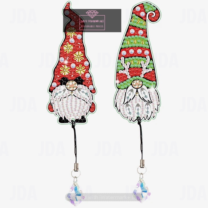 2 pcs Special Shaped Cute Gnome Diamond Painting Bookmark