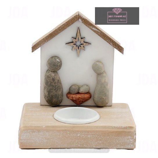 Pebble Nativity Tealight Candle Holder