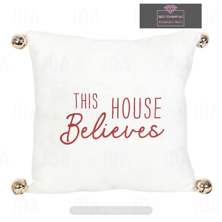 35cm This House Believes Cushion With Bells