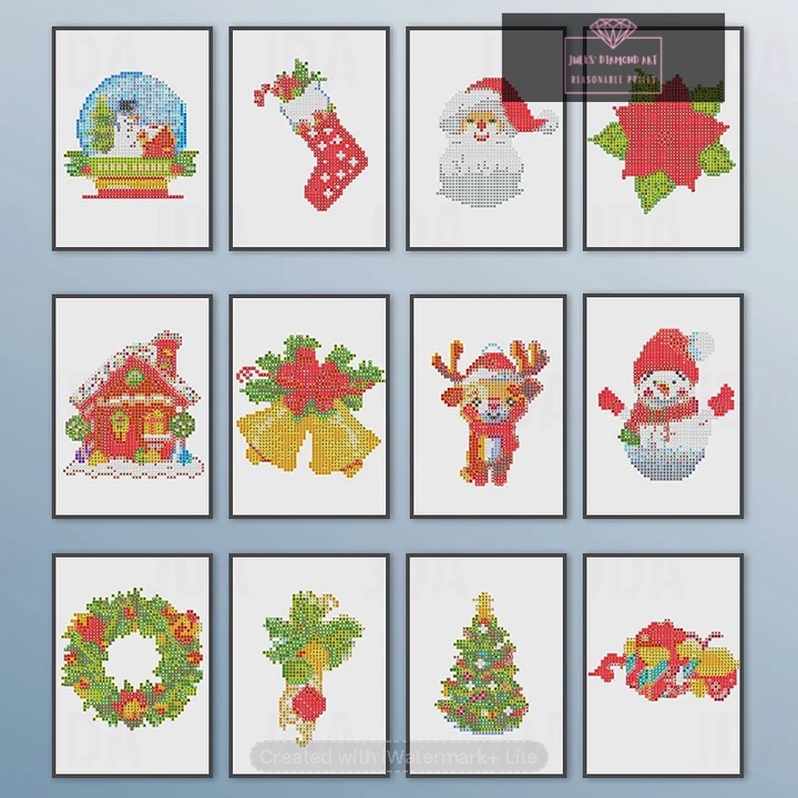 12 pcs Christmas Collection 15*18cm full square drill diamond painting