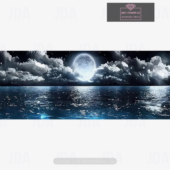 Moonlight Lake View 140*50cm full round drill diamond painting