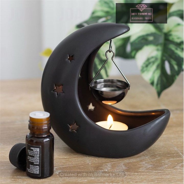 Black Crescent Moon Hanging Oil Burner