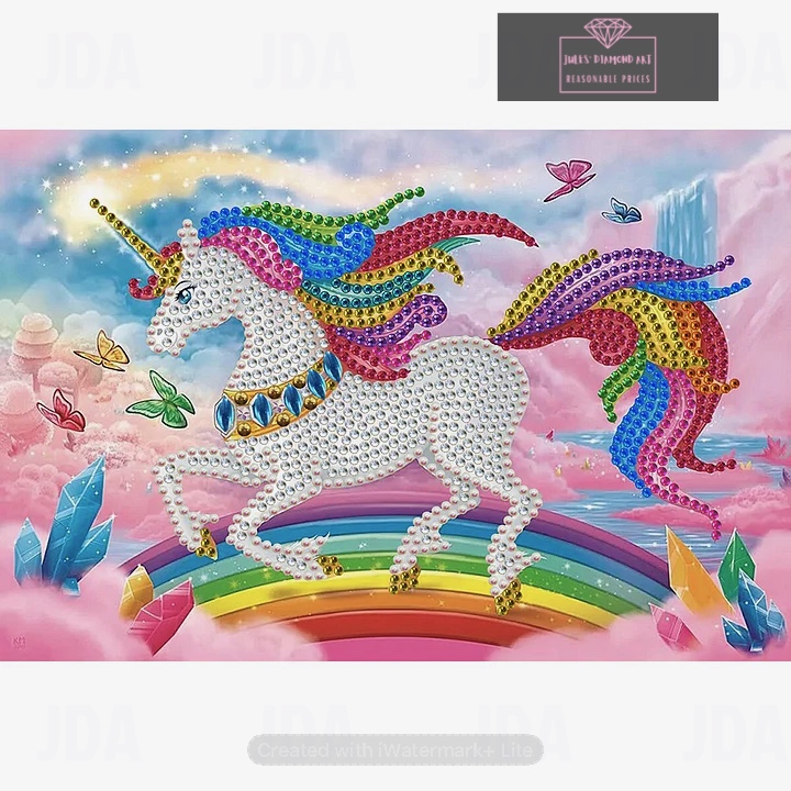 Rainbow Horn Horse 27*20cm special shaped drill diamond painting