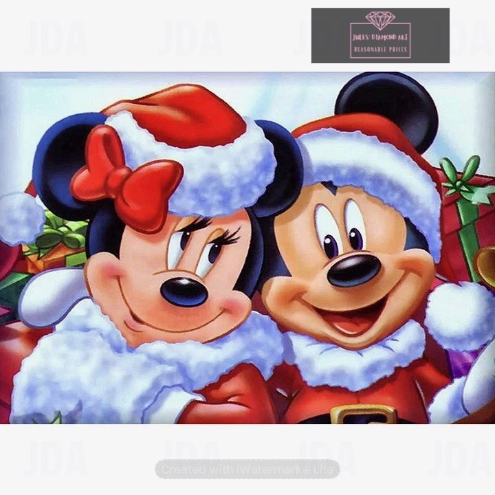 Two Xmas Cartoon Mice 40*30cm full round drill diamond painting