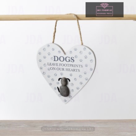 Dogs Leave Footprints on our Hearts Pebble Hanger