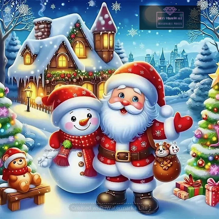 Santa Claus and Snowman 30*30cm full round drill diamond painting