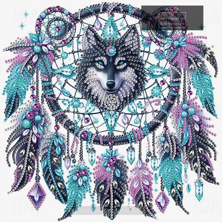 Dreamcatcher Wolf 30*30cm special shaped drill diamond painting