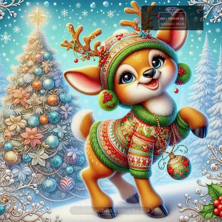 Christmas Fawn 30*30cm full round drill diamond painting