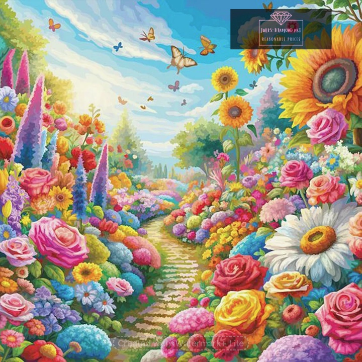 Spring Flower Path 30*30cm full round drill diamond painting