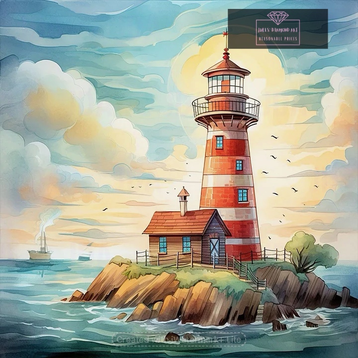 Lighthouse At Sea 30*30cm full round drill diamond painting