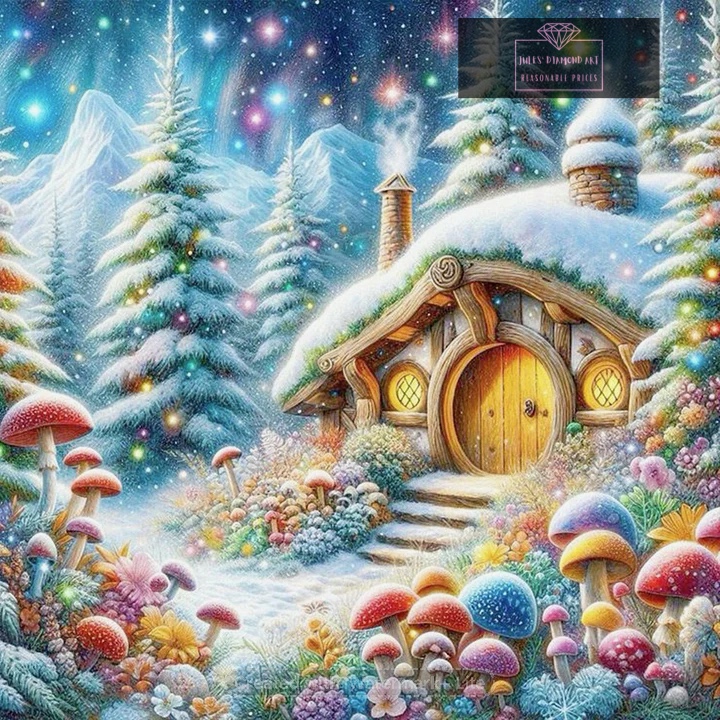 Snowy Day Cave Cabin 30*30cm full round drill diamond painting