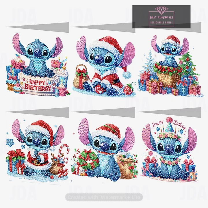 6 pcs Christmas Stitch Diamond Painting Greeting Card