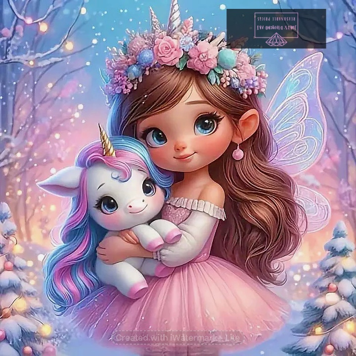 Little Princess Unicorn 50*50cm full round drill (40 colours) diamond painting