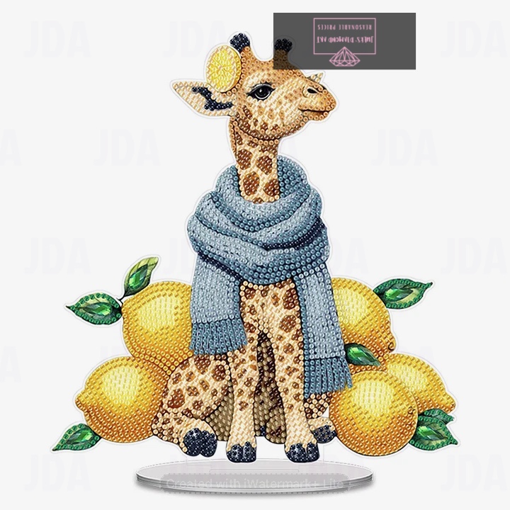 Acrylic Lemon Giraffe Diamondf Painting Desktop Ornament