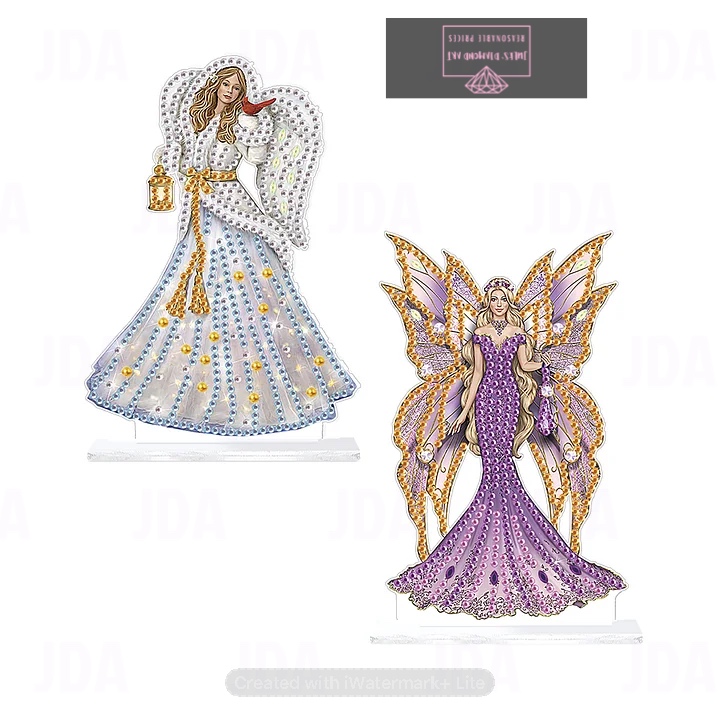 2 pcs Special Shaped Winged Angel Lady Diamond Painting Desktop Ornament