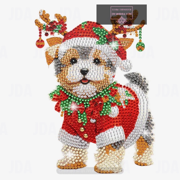 Xmas Acrylic Shaking Head Schnauzer Desktop Diamond Painting Kit