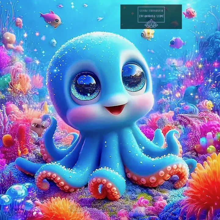 Blue Octopus 40*40cm full round drill (40 colours) diamond painting