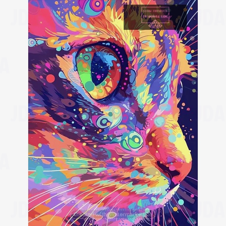 Colourful Kitten 30*40cm full round drill diamond painting