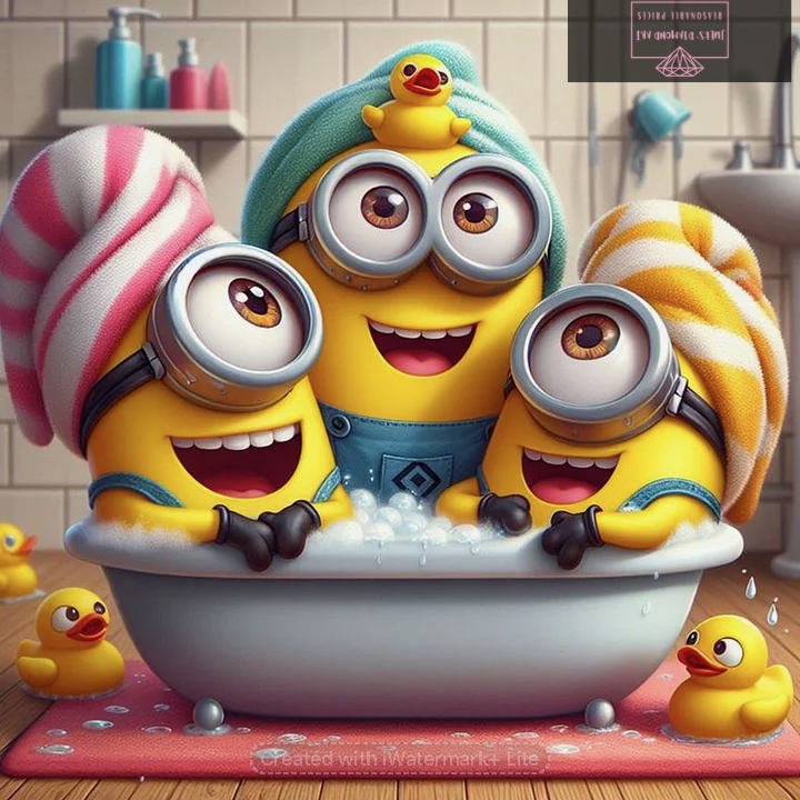 Minions Taking A Bath 40*40cm full round drill diamond painting