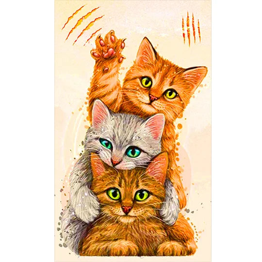 Three Cats 60*100cm full round drill diamond painting