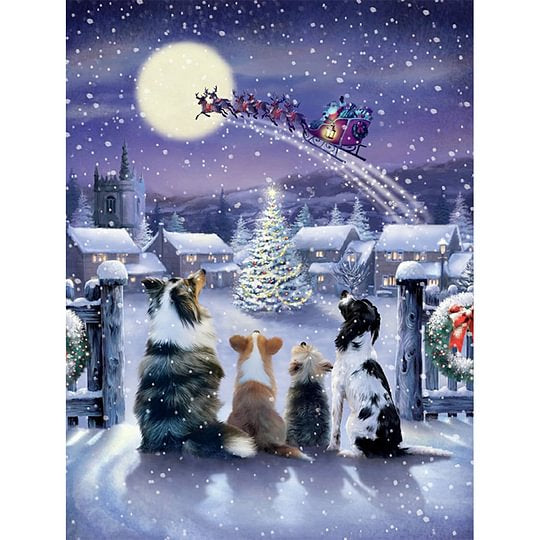 Christmas Cats And Dogs 30*40cm full round drill diamond painting