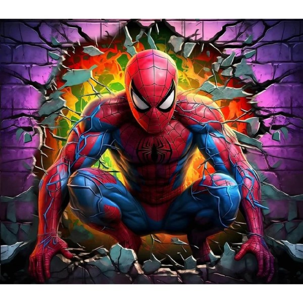 Full Round Drill Diamond Painting 40*35cm Spider-Man Breaking Through The Wall