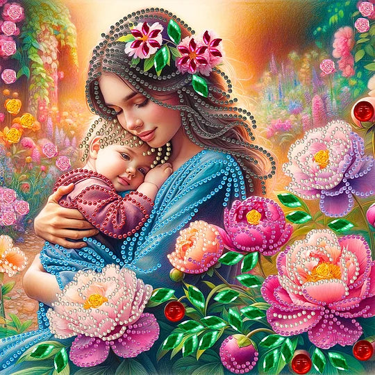 Mother and Son 30*30cm special shaped drill diamond painting