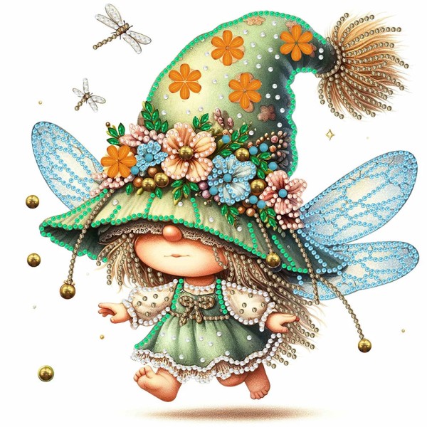 Spring Dragonfly Gnome 30*30cm special shaped drill diamond painting