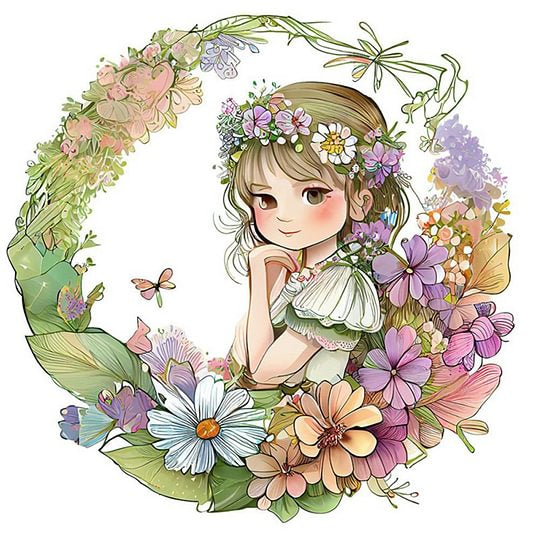 Flower Fairy 30*30cm full round drill diamond painting