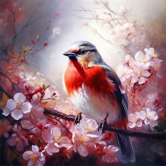 Cherry Blossoms And Birds 30*30cm (canvas) full round drill diamond painting