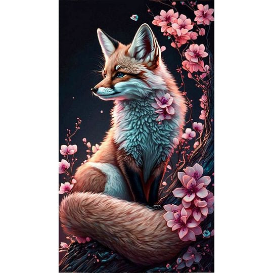 Peach Blossom Fox 40*70cm full round drill diamond painting