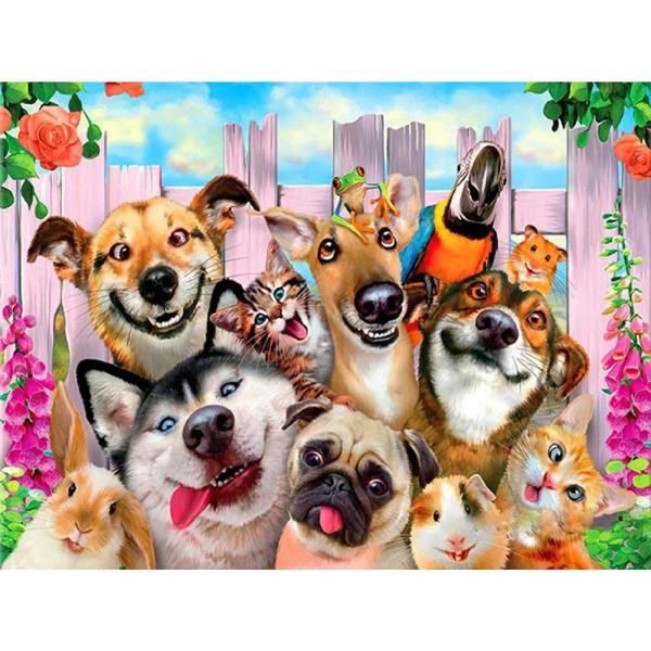 Funny Cats And Dogs 40*30cm full square drill diamond painting