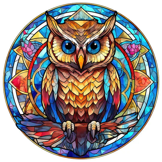 Owl glass painting