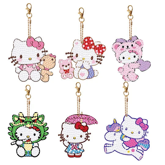 Diamond Painting Key Rings Hello Kitty 6 pcs