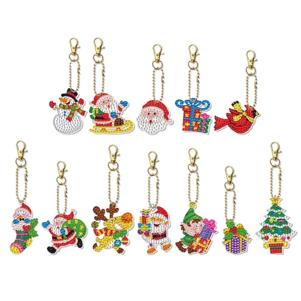 Diamond Painting Keyrings Santa 12 pcs