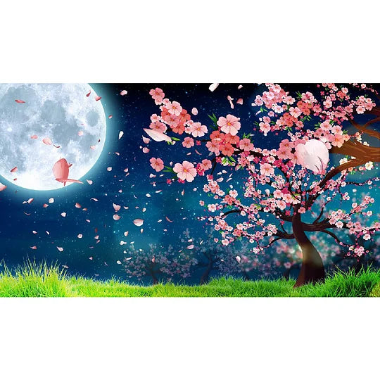 Peach Blossom Under The Moon 80*45cm full round drill diamond painting