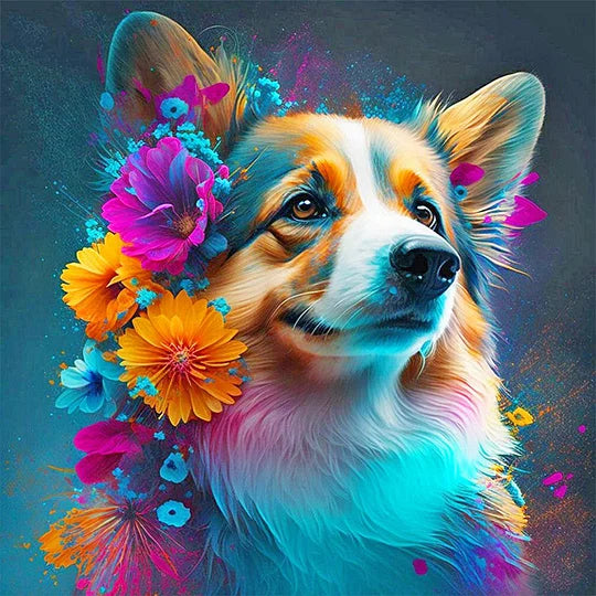 Cute Corgi 30*30cm full round drill diamond painting