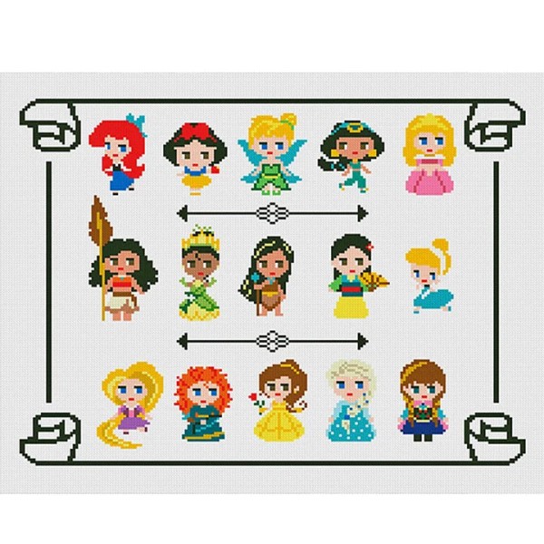 Disney  Princess 11CT Pre-stamped 50*42cm cross stitch