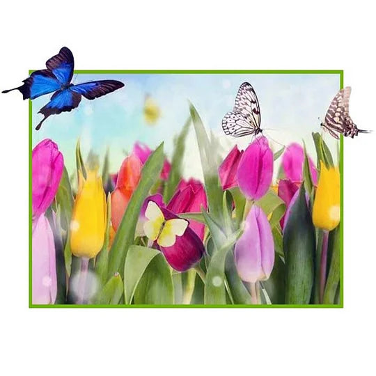 Butterfly In The Flowers 50*40cm full round drill diamond painting