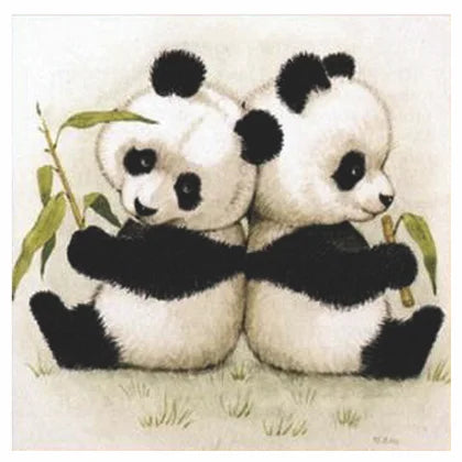 Lovely panda 30*30cm partial round drill diamond painting